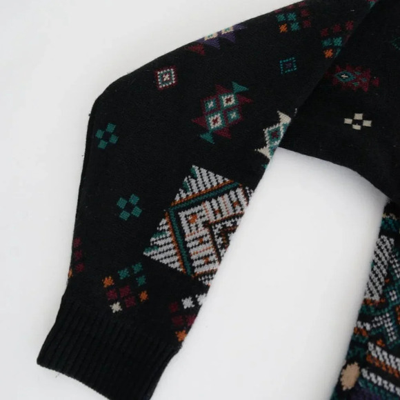 VTG  Tosani Black Purple Teal Geometric Shapes made in Canada Button Up Cardigan - Picture 10 of 13